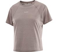 Salomon - T-shirt de running stretch et léger - Shakeout Air Cropped SS Tee W Iron pour Femme - Taille L - Beige Beige L