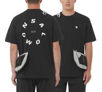 Salomon - T-shirt urbain en coton biologique stretch à manches courtes - Round Logo Graphic Deep Black pour Homme en Coton - Taille L - Noir Noir L