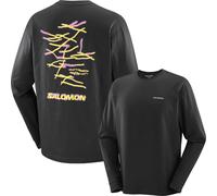 Salomon - T-shirt urbain en coton biologique stretch avec manches longues - Wild Rays LS Tee M Deep Black en Coton - Taille M - Noir Noir M