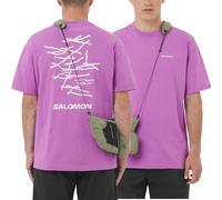 Salomon - T-shirt urbain en coton biologique stretch et léger - Wild Rays SS Tee M Iris Orchid pour Homme en Coton - Taille L - Blanc Blanc L