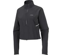 Salomon - Veste demi-zippée courte coupe-vent - Sense Aero Hybrid Crop Pullover W Deep Black - Taille XS - Noir Noir XS