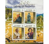 Salomoninseln 3012-3015 Feuille Miniature (complète. Edition.) Neuf avec Gomme Originale ** MNH 2015 Ludwig Van Beethoven (Timbres pour Les collectionneurs) Musique/Danse