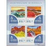 Salomoninseln 3292-3295 Feuille Miniature (complète. Edition.) Neuf avec Gomme Originale ** MNH 2015 minéraux (Timbres pour Les collectionneurs) Minéraux/Fossiles/Bijoux/Montres