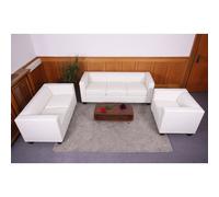 Salon 3-2-1, garniture de canapés / lounge Lille - similicuir, blanc