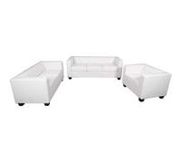 Salon 3-2-1, garniture de canapés / lounge Lille similicuir, blanc