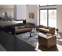 Salon 7pcs Marron 2x Canapés Fauteuils modernes avec table basse Aménagement de luxe