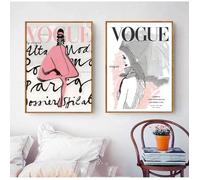 Salon Affiches Vogue Couverture Femmes Toile Tableau Peinture Murale Art Tableaux Mode Affiche Chambre Decoration 40x60cm sans