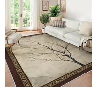 Salon Area 100x150 Tapis Lavable carpette Japanese Minimalist Ink Branch Wabi Sabi Descente lit Soft antiderapant Bas Poil Resistant Taches Foldable for Chambre Playroom Salle Manger Cuisine