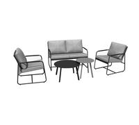 Salon bas de jardin acier et tissu (canapé + fauteuils + tables basses) - Bali - 4 places