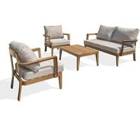Salon bas de jardin - Aluminium - DCB GARDEN - 4 places - Effet bois - PORTOFINO
