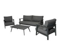 Salon bas de jardin aluminium et tissu (canapé + 2 fauteuils + table basse) - Lava - 5 places