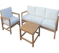 Salon Bas De Jardin En Teck Premium Ninati 4 Places Blanc