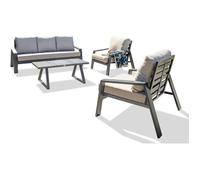 Salon de jardin 5 places en aluminium - gris anthracite