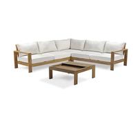 Salon de jardin d'angle MAJORQUE 5 places en aluminium effet bois - MARRON