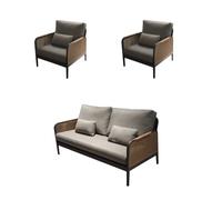 Salon bas de jardin raphia tressé (1 canapé + 2 fauteuils) - Raphia - 4 places