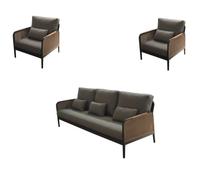 Salon bas de jardin raphia tressé (1 canapé + 2 fauteuils) - Raphia - 5 places