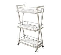 Salon Beauty Chariot à roulettes avec roulettes en métal pour maquillage et spa, chariot de rangement utilitaire à 3 niveaux avec roulettes (argenté)