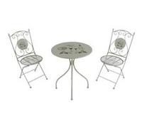 Salon bistro métal Maxime imprimé vin blanc Gris