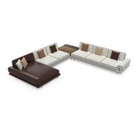 Salon Canapé Bois Relax Forme U Canapé d'angle Design Meubles Canapés