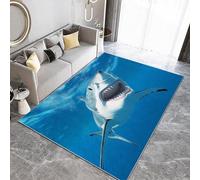 Salon Canapé Tapis Animal Grand Requin Blanc Impression 3D Tapis Chambre Tapis De Chevet Rug D'Entrée Tapis De Yoga Tapis De Jeu Anti Dérapant Carpet 60 x 120 cm