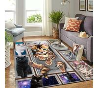 Salon Canapé Tapis Chat Chien Impression 3D Tapis Animal Chambre Tapis De Chevet Rug D'entrée Tapis De Yoga Tapis De Jeu Chaton Chiot Motif De Vache Anti Dérapant Carpet (Couleur 1,120x160 cm)
