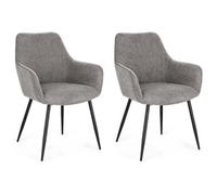 SALON Chaise Lot de 2 chaise Cora Noir/Gris foncé