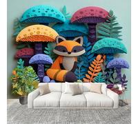 Salon Chambre Murale Photo Animaux De La ForêT De Dessins AniméS Papier Peint Intissé Résistant à l’humidité Murale Coloré Pour Décoration Murale Moderne Poster Tableaux Photo Muraux 200x140cm