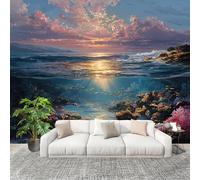 Salon Chambre Murale Photo Coucher De Soleil De RêVe Sous La Mer Papier Peint Intissé Résistant à l’humidité Murale Multicolore Pour Décoration Murale Moderne Poster Tableaux Photo Muraux 250x175 cm