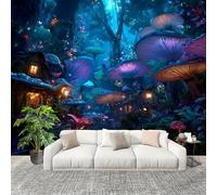 Salon Chambre Murale Photo La Ville Des Champignons Magiques Papier Peint Intissé Résistant à l’humidité Murale Multicolore Pour Décoration Murale Moderne Poster Tableaux Photo Muraux 350x256cm