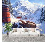 Salon Chambre Murale Photo Saint-Bernard Des Montagnes EnneigéEs Papier Peint Intissé Résistant à l’humidité Murale Blanc Pour Décoration Murale Moderne Poster Tableaux Photo Muraux 400x280cm
