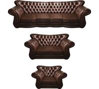Salon Chesterfield Canapé Set 3pcs 4+2+1 Cuir Luxe Canapé Fauteuil