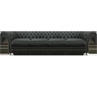 Salon Chesterfield Noir Canapé Quatre Places Moderne Aménagement Nouveau