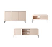 Salon complet avec buffet meuble télé 155 cm et table basse - LIXIA