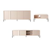 Salon complet avec buffet meuble télé 200 cm et table basse - LIXIA