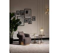 Salon complet Fauteuil Tables d'appoint 4pcs Tissu Marron Bois Moderne