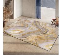 Salon contemporaine Salon Tapis doré Chambre Salle à Manger Forme rectangulaire ne Se déforme Pas Descente 60x90cm[4309]
