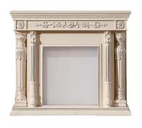 Salon Contour de cheminée décoratif traditionnel avec cadre en chêne massif, orné classique Décoration(Blanc)