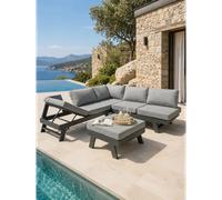 DCB Garden – Salon d'angle de jardin 6 places en aluminium