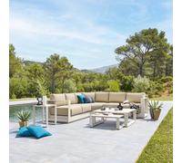 Hespéride - Salon d'angle de Jardin Allure Avoine 5 Places Anti-Rouille Coussins Déhoussables Tissu Déperlant Mobilier d'Aménagement Terrasse Balcon