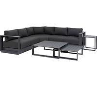Salon d'angle de jardin ALLURE Graphite 5 places - Aluminium traité époxy, Polyester Hespéride