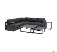 Salon d'angle de jardin ""Allure"" graphite 5 places en aluminium et polyester - Hespéride