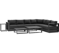 Salon d'angle de jardin ALLURE Graphite 6 places - Aluminium traité époxy, Polyester Hespéride