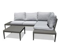 Salon d'angle de jardin ANKARA 4 places en aluminium - NOIR