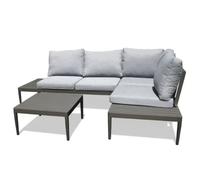 DCB Garden Salon de jardin d'angle Ankara 4 places aluminium 150 cm Noir gris G