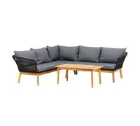 Salon d'Angle de Jardin en Bois "Chania" 210cm Noir