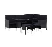 Venture Home - Ensemble canapé d'angle et table basse en résine tressée Knock Noir G