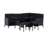 Salon d'Angle de Jardin "Knock" 145cm Noir