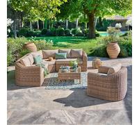Salon d'angle de jardin MOOREA Savana 6 places - Polyester, Aluminium traité époxy Hespéride