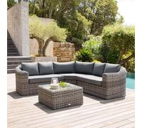 Hespéride - Salon d'angle de Jardin 5 Places Mooréa en Aluminium et résine tressée