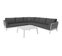 Salon D'angle De Jardin Moss Ii Alu Avec Coussins Sunbrella - Blanc (Set Complet)